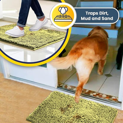 Muddy Mat® | Super Absorbent Door Mat Indoor, Microfiber Quick Dry Chenille Entryway Rug, Non-Slip Front Door Mat, Indoor Mats for Entryway, Machine Washable Pet Rug, Yellow 24" x 72"