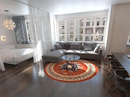 Unique Loom Taftan Collection Border Geometric Tribal Inspired Design Area Rug (8' 0 x 8' 0 Round, Terracotta/ Ivory)