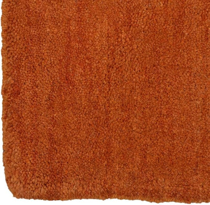 Hand Knotted Loom Wool ECO-Friendly Area Rugs - 8'x8', Square, Orange Color, Solid Plain Design, High Pile Thick Handmade Anti Skid Area Rugs for Living Room, Bed Room (L00111)
