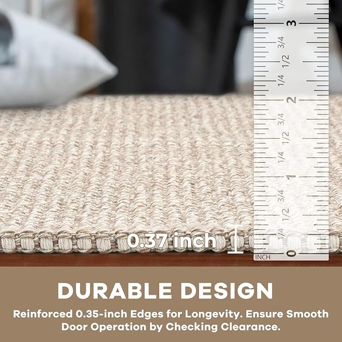 KOZYFLY Indoor Door Mat 2x3 ft Small Area Rugs Washable Front Door Mat Non Slip Rubber Backed Entryway Rug Cotton Entrance Doormat for Front Porch Bathroom Kitchen Bedroom, Ivory/Khaki