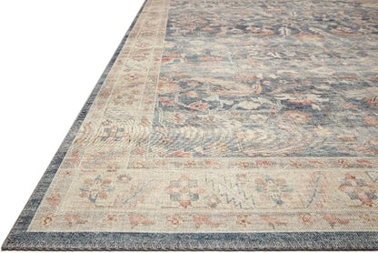 Loloi Hathaway Collection HTH-02 Denim/Multi 7'-6" x 9'-6", .25" Thick Area Rug, Soft, Durable, Printed, Modern, Low Pile, Non-Shedding, Easy Clean, Living Room Rug