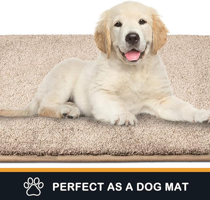 PURRUGS Dirt Trapping Door Mat 31.5" x 70", Non-Slip Machine Washable Entry Rug, Shoe Scraper, Dog Doormat, Super Absorbent Welcome Mat for Front & Back Door, Muddy Shoes & Paws, Taupe