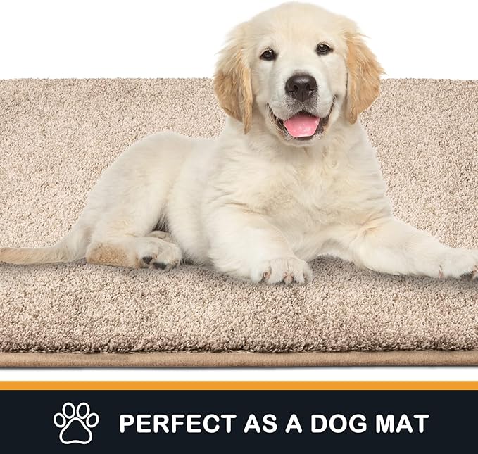PURRUGS Dirt Trapping Door Mat 24" x 59", Non-Slip Machine Washable Entry Rug, Shoe Scraper, Dog Doormat, Super Absorbent Welcome Mat for Front & Back Door, Muddy Shoes & Paws, Taupe