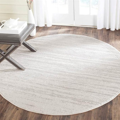 SAFAVIEH Adirondack Collection Area Rug - 8' Round, Ivory & Silver, Modern Ombre Design, Non Shedding & Easy to Clean, Ideal for Living Room, Bedroom, Office, Dining Space (ADR113B)