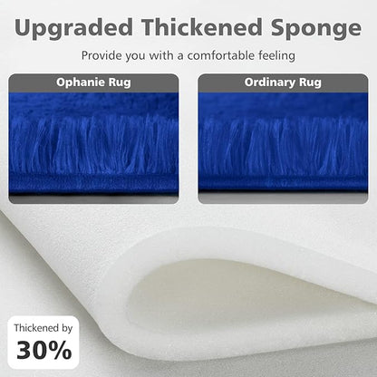Ophanie Upgrade 4x6 Blue Rugs for Bedroom, Dark Blue Fluffy Shaggy Soft Carpet, Navy Indoor Floor Carpet for Kids Baby Boys Teen Dorm Room, Nursery,Home Decor Aesthetic