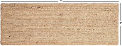 REDEARTH · Area Runner Rug - 2'x6' Braided Natural Jute with Non-Skid Backing - Handwoven Rectangular Boho Rug for Bedroom, Kitchen, Living Room - Farmhouse Aesthetic Home Decor - Handmade Carpet
