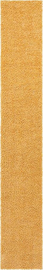 Unique Loom Davos Shag Collection Area Rug - Solid (2' 7" x 16' 5" Runner, Sun Yellow)