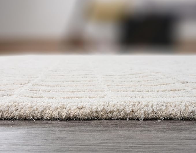Hand-Tufted 100% Wool Area Rug – Unique Modern Geometric Grid Pattern, Soft Plush Textured Carpet for Living Room, Bedroom, Dining Room & Entryway (Grey, 4' x 6')