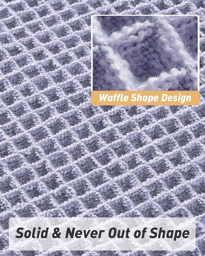 AMOAMI Upgraded Waffle Bath Mat, Super Absorbent Non Slip Bath Mats for Bathroom Floor, Machine Washable Bathroom Rugs with Tassels, Rubber Backed Bathroom Mats, Ultra Soft, 20" x 32",Purple