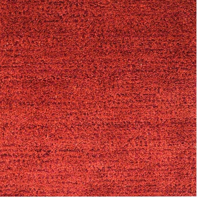 Hand Knotted Loom Wool ECO-Friendly Area Rugs - 6'x6', Round, Red Color, Solid Plain Design, High Pile Thick Handmade Anti Skid Area Rugs for Living Room, Bed Room (L00111)