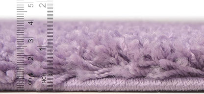 Unique Loom Solid Shag Collection Area Rug (7' 1" Round, Lilac)