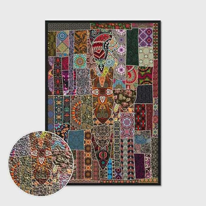 Vintage Boho Area Rugs Multicolor Ethnic Style Geometric Splicing Carpets Bedroom Living Room Kitchen Floor Mats Indoor Outdoor Non-Shedding Runner Rug Home Décor Carpet 5' X 9'