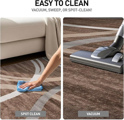 Rugshop Modern Wavy Circles Design Accent Rug, Non-Shedding Carpet for Entryway, Bathroom, or Kitchen, Brown, 2' x 3'
