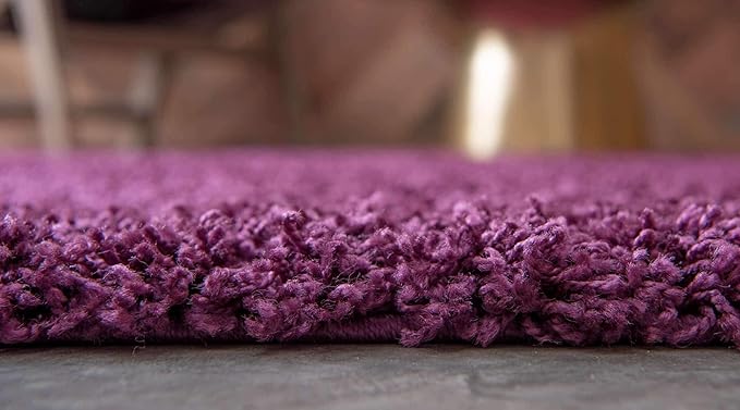 Unique Loom Solid Shag Collection Area Rug (2' 6" x 13' 1" Runner, Eggplant Purple)