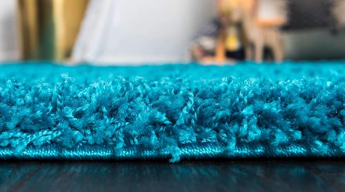 Unique Loom Solid Shag Collection Area Rug (3' 3" x 5' 3" Rectangle, Turquoise)