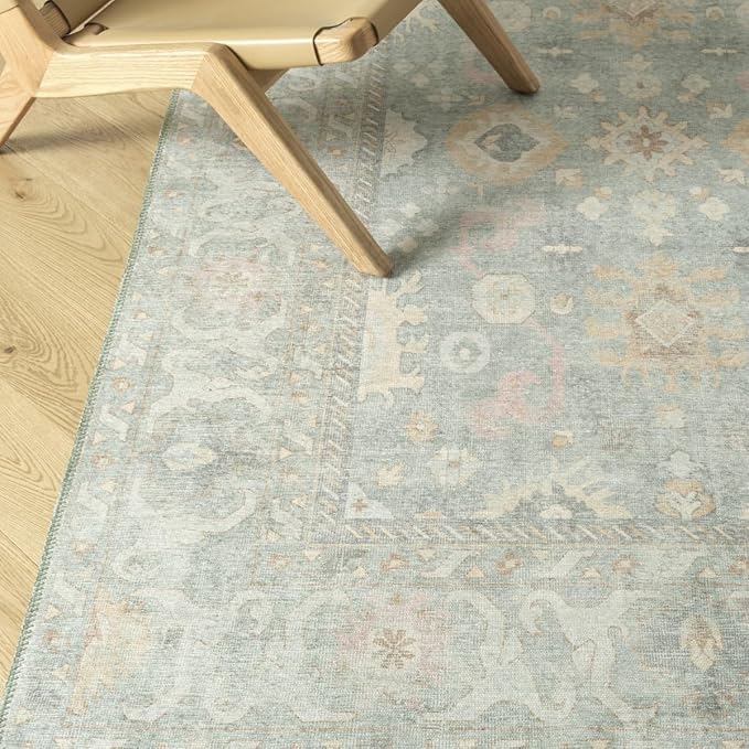 Revival Rugs Nimbus 6'x9' Zero-Shedding Area Rug for Living Room Bedroom - Oeko-TEX Certified, Low Pile, Spot Clean, Confetti, Mint Green
