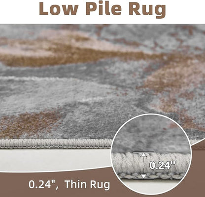 4x6 Washable Area Rugs for Living Room, Blue Modern Abstract Rug Entryway Kitchen Non Slip Throw Rug, Stain Resistant Carpet for Dining Room Playroom Bedroom, Pet & Kids Friendly