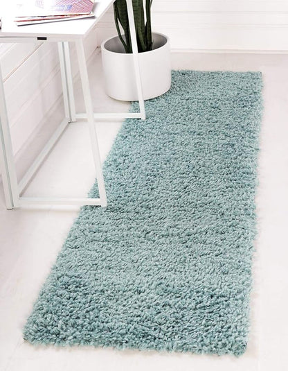 Unique Loom Davos Shag Collection Area Rug - Solid (2' 7" x 10' Runner, Aqua)