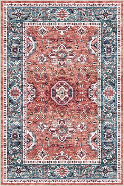Dripex Vintage Collection Washable Area Rug - 2x3 Door Mat Small Entryway Rug Distressed Non-Slip Low-Pile Floor Carpet for Indoor Front Entrance Kitchen Bathroom Living Room Bedroom