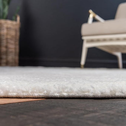 Unique Loom Solo Collection Area Rug - Calabasas (5' 3" Round, Snow White)