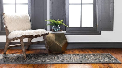Unique Loom Sialk Hill Collection Area Rug - Washington (2' 7" x 10' Runner Gray/Black)