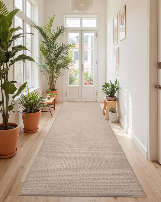 Color&Geometry Hallway Runner Rug 2'x7', Extra Thin Area Rug, Non Slip Kitchen Rug, Washable Laundry Rug Runner, Easy to Clean Floor Carpet Runners for Hallways Entrance Living Room Bedroom, Beige