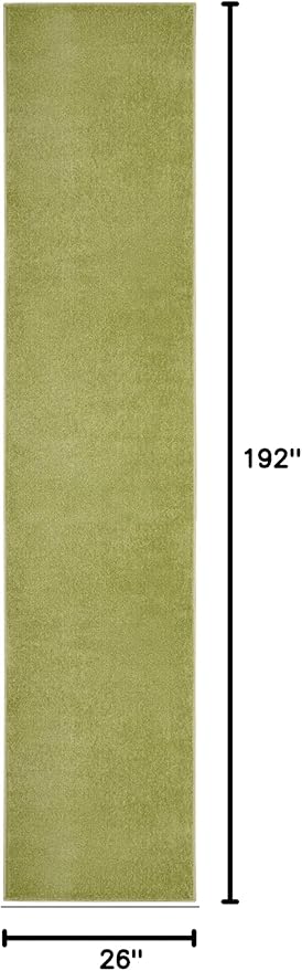 Nourison Home Nourison Essentials Green 2'2" x 16' Area Rug - Easy Clean, Non Shedding, Bed Room, Living Room, Dining Room, Kitchen (16' Runner)