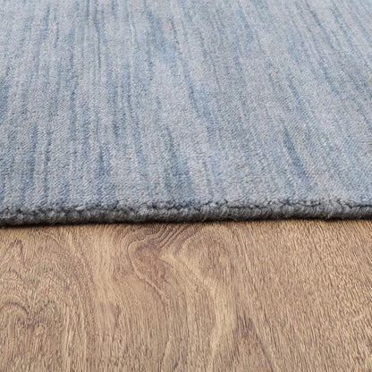Hand Knotted Loom Wool ECO-Friendly Area Rugs - 8'x10', Rectangle, Light Blue Color, Solid Plain Design, High Pile Thick Handmade Anti Skid Rugs for Living Room (L00111)