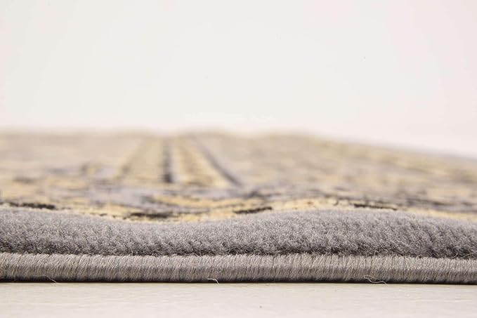 Unique Loom Sialk Hill Collection Area Rug - Washington (7' 10" Square Gray/Black)