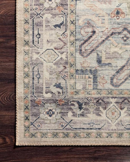 Loloi Hathaway Collection HTH-07 Multi/Ivory 7'-6" x 9'-6", .25" Thick Area Rug, Soft, Durable, Printed, Modern, Low Pile, Non-Shedding, Easy Clean, Living Room Rug