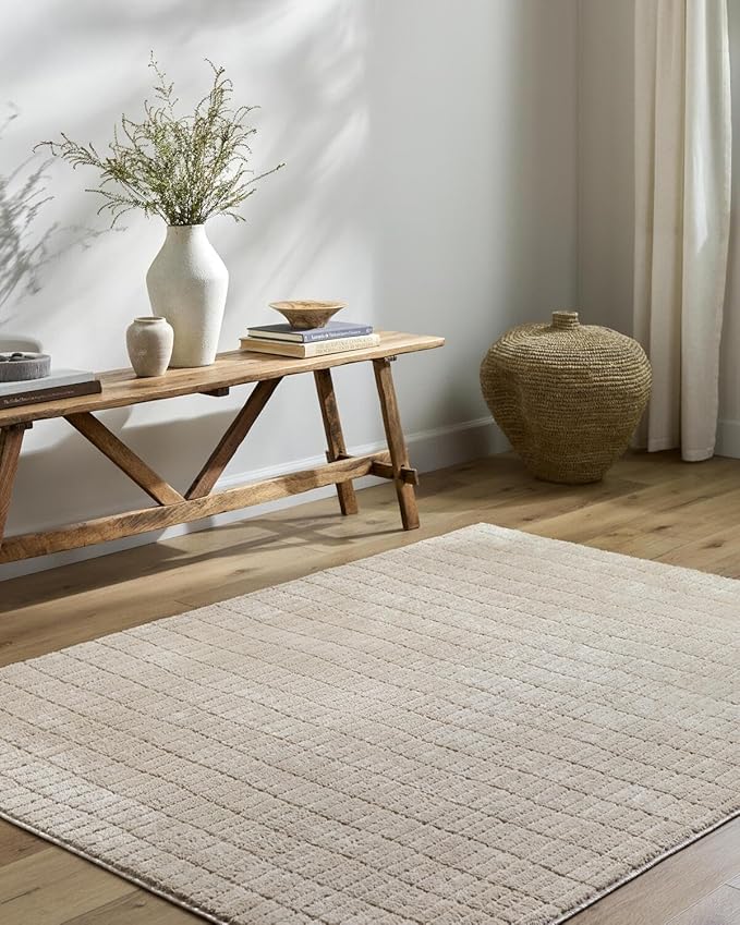 Livabliss x Our PNW Home Cascade Minimalist Striped Area Rug, 12' x 15', Light Brown