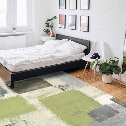 Sage Green Rectangular Area Rugs for Living Room Bedroom 4 x 6 ft Abstract Paint Texture Modern Art Non-Shedding Soft Low Pile Rug Non Slip Washable Rug for Nursery Entryway Playroom