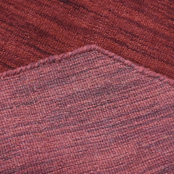 Hand Knotted Loom Wool ECO-Friendly Area Rugs - 6'x6', Octagon, Dark Red Color, Solid Plain Design, High Pile Handmade Anti Skid Area Rugs for Living Room, Bed Room (L00111)