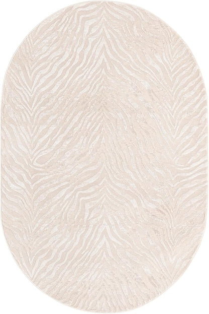 Unique Loom Finsbury Collection Area Rug - Meghan (5' 3" x 8' Oval, Ivory Beige)