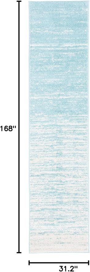 SAFAVIEH Adirondack Collection Runner Rug - 2'6" x 14', Aqua & Ivory, Modern Ombre Design, Non Shedding & Easy to Clean, Ideal for Hallway, Foyer, Kitchen, Entryway, Bedroom (ADR113J)