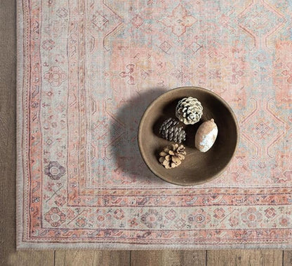 GLN Rugs Traditional Collection - Machine Washable Area Rug, Traditional Washable, Non Slip, Low Pile Chenille Rug, Living Room, Bedroom, Kitchen Rug (2'6" x 10' Terra/Multicolor 1153)