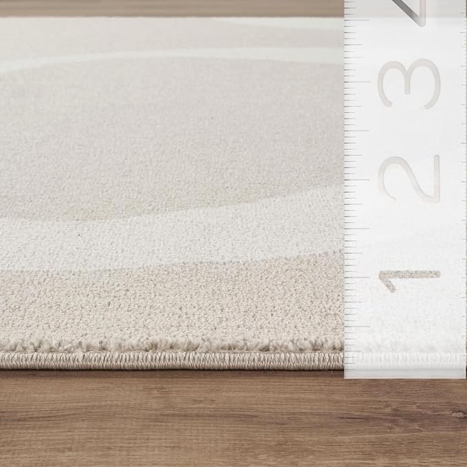 Abani Deco Collection Area Rug - Beige Modern Abstract Ribbon Design - 5' x 8' - for Living Room, Bedroom & Office