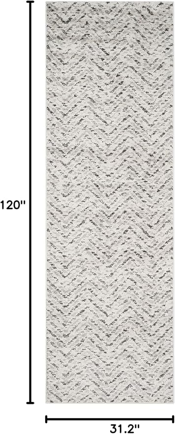 SAFAVIEH Adirondack Collection Runner Rug - 2'6" x 10', Ivory & Charcoal, Chevron Design, Non-Shedding & Easy Care, Ideal for High Traffic Areas in Living Room, Bedroom (ADR104N)