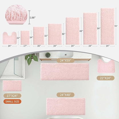 Pink Bathroom Rug 24x36 Non Slip Fluffy Bath Mat for Bathroom Floor Washable Plush Luxury Bath Rug for Tub Soft Shaggy Absorbent Shower Sink Mat