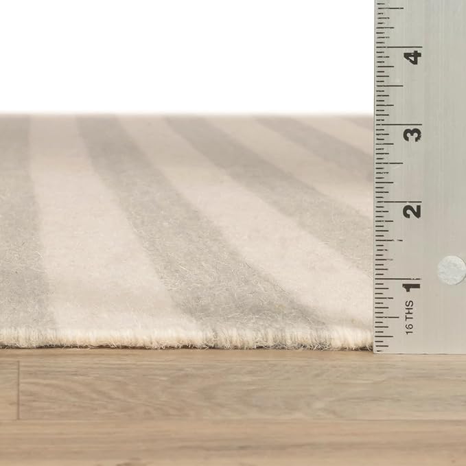 Home Conservatory Ladder Stripe Grey/Ivory Handwoven Wool 5 X 8 Feet, Grey/Ivory Stripe Pattern