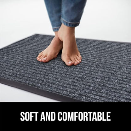 GORILLA GRIP Waterproof Traffic Guard Door Mat, 2 Pack Heavy Duty Entryway Mats, Strong Rubber Back Commercial Rugs for Office Hallway, Garage Floor and Home, Low Profile Carpet, 29x17, Charcoal Gray