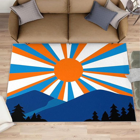 Boho Sun Area Rugs 3x5ft, Abstraction Deco Boys Rugs for Bedroom, Minimalist Sunburst Kids Room Rug Soft Fuzzy Washable for Living Room Game Room Coffee Table