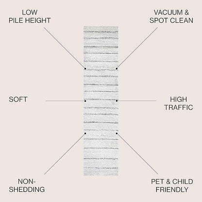 JONATHAN Y Williamsburg Minimalist Stripe Cream/Gray Runner Rug, 2x8, Contemporary, Modern, Easy-Cleaning for Living Room, Bedroom, Kitchen, Pet Friendly, Non-Shedding (MOH201A-28)