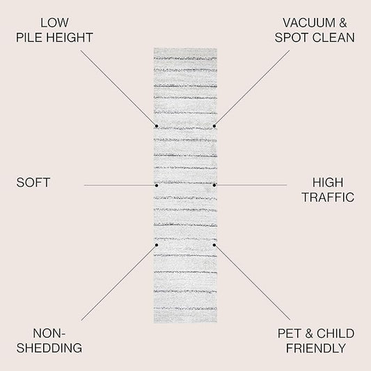 JONATHAN Y Williamsburg Minimalist Stripe Cream/Gray Runner Rug, 2x8, Contemporary, Modern, Easy-Cleaning for Living Room, Bedroom, Kitchen, Pet Friendly, Non-Shedding (MOH201A-28)