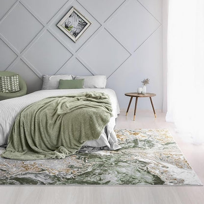 LUXE WEAVERS Marble Swirl Abstract Area Rug, Green 6x9