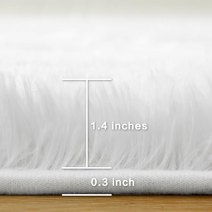 Andency White Area Rugs 9x12 for Living Room Home Decor, Large Shaggy Bedroom Carpet, Non-Slip Big Shag Indoor Thick Soft Fluffy Furry Fur Area Rugs for Kids Dorm Nursery Aesthetic