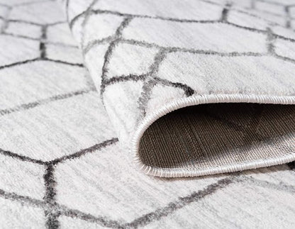 Rugs.com Lattice Trellis Collection Rug – 10' x 14' White Low-Pile Rug Perfect for Living Rooms, Large Dining Rooms, Open Floorplans