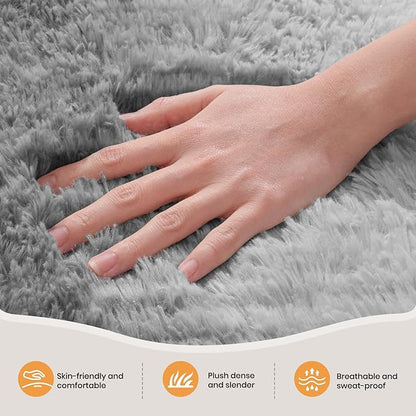 Zentavio Grey White Gradient Area Rugs for Living Room, Rugs for Bedroom 4x6 Fluffy Carpet Soft Shag Aesthetic Plush High Pile Gray Throw Rug for Nursery Kids Room Dorm