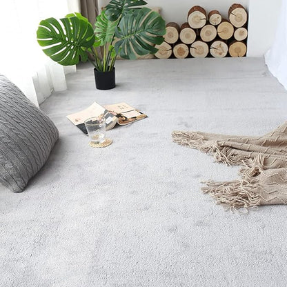 Soft Cashmere Area Rug Luxury Bedside Carpet Bedroom Living Room Mats Solid Color Children's Room Rugs Runner Carpets Indoor Mats Home Décor White Gray Red 2.6' X 6.5'
