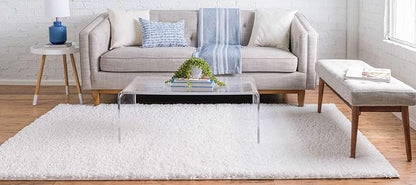 Unique Loom Davos Shag Collection Area Rug - Solid (3' 3" x 5' 3" Rectangle, White/ Ivory)